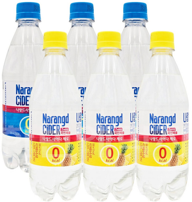 [한번에먹자] 500ml 나랑드사이다 2종 혼합세트 (나랑드사이다 + 나랑드사이다파인애플), 6개