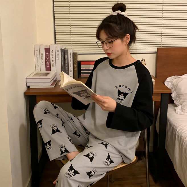 Soolink 캐주얼 수면잠옷 여성 홈웨어 상하의 세트 긴팔 긴바지