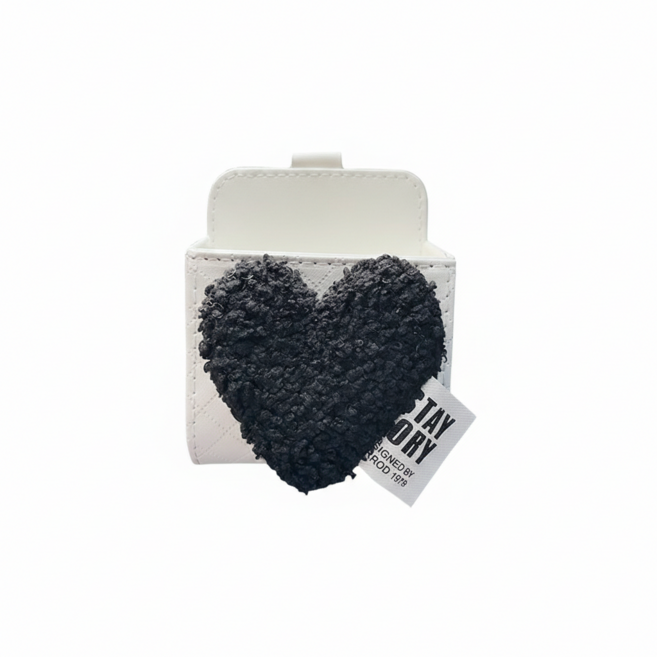 차량용 송풍구 하트 수납 포켓 정리함 거치대, 블랙, 1개