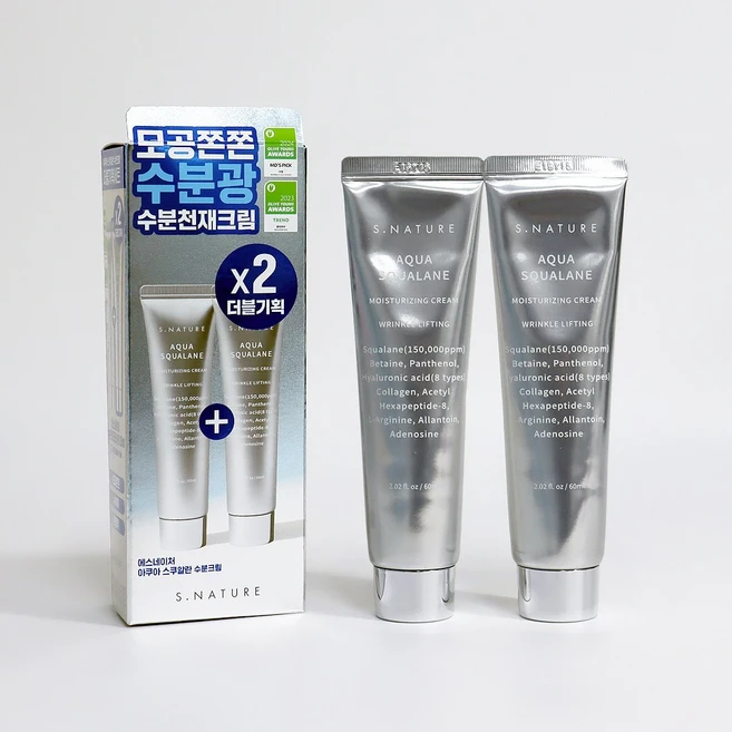 에스네이처 아쿠아 스쿠알란 수분크림, 60ml, 2개 - 쿠팡
