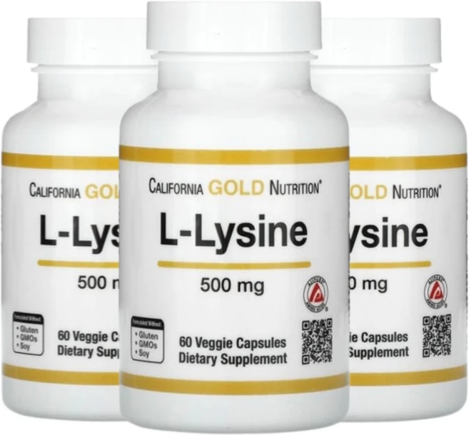 캘리포니아골드뉴트리션 L-라이신 500mg 식물성 캡슐 60정, 3개 - 쿠팡