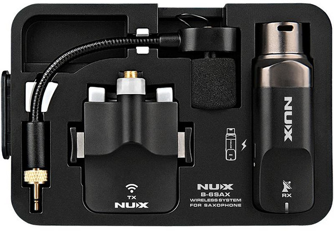 NUX B-6 색소폰 무선 마이크 블루투스 와이어리스 관악기 핀마이크 B6, 블랙