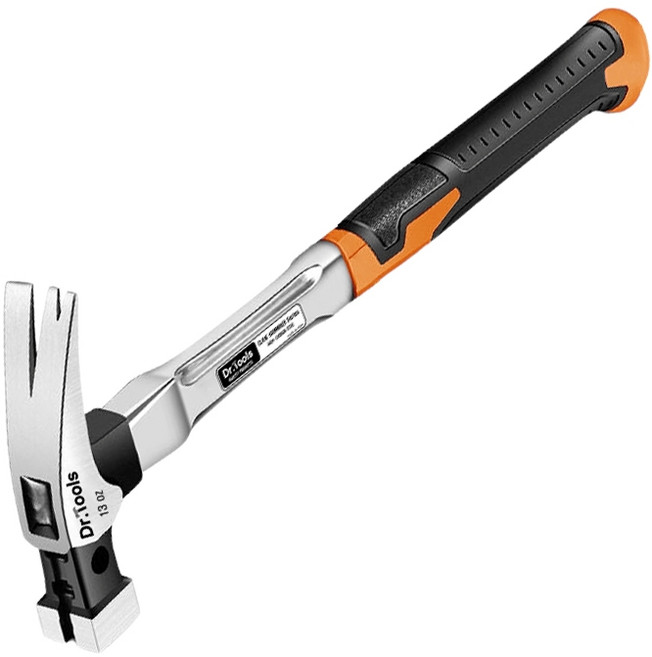 Dr.툴즈 고탄소강 장도리 망치 13oz 대형 콘크리트 못박기 목공 스틸 자석 빠루 망치 충격 방지 클로 해머, 1개, 스테인리스 핸들 직선 클로 사각헤드 XL