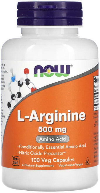 NOW Foods L-아르기닌 500mg 베지 캡슐 100정 NOW-00030, 250개