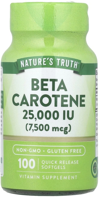 새해 첫좋은선물 Nature's Truth 베타카로틴 7500mcg(25000IU) 속방형 소프트젤 100정 제대로 할인합니다, NaturesTruth베타카로틴7500mcg25000I, 1개 - 쿠팡