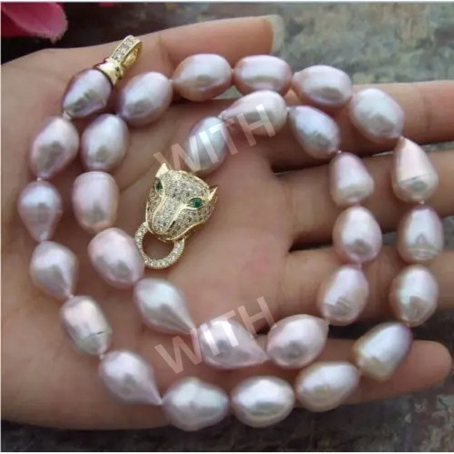 우아한 11-13mm 바로크 남쪽 바다 라벤더 진주 목걸이 18 inch