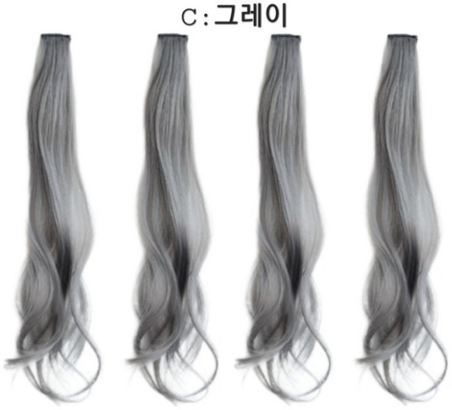 [다이나몰/4p세트] 컬러 브릿지 웨이브 붙임머리 가발 똑딱이 헤어피스