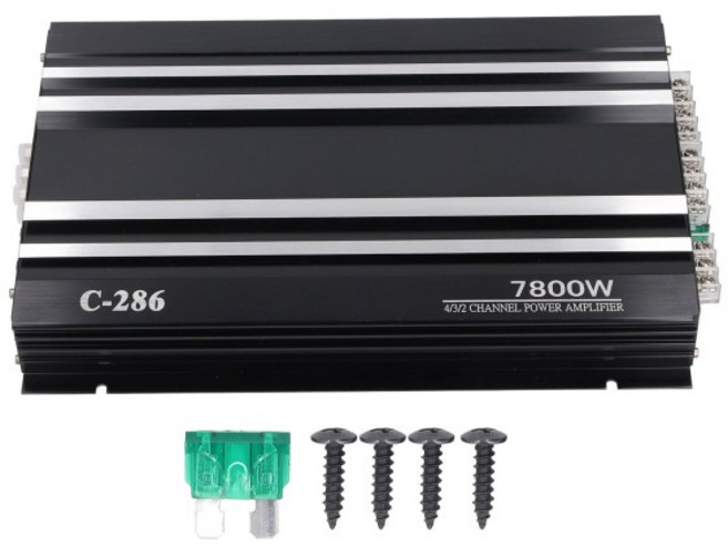 12V 차량용 앰프 7800W 4채널 클래스 AB 알루미늄 합금 베이스 파워 (DC 트럭 보트 UTV 오토바이용), 1개