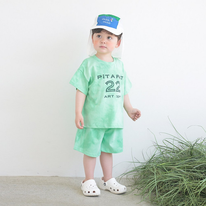 [12시전주문 오늘출발] 메르시보꾸 아동용 여름 반팔 반바지세트 D2448 핏미스트쿨링셋