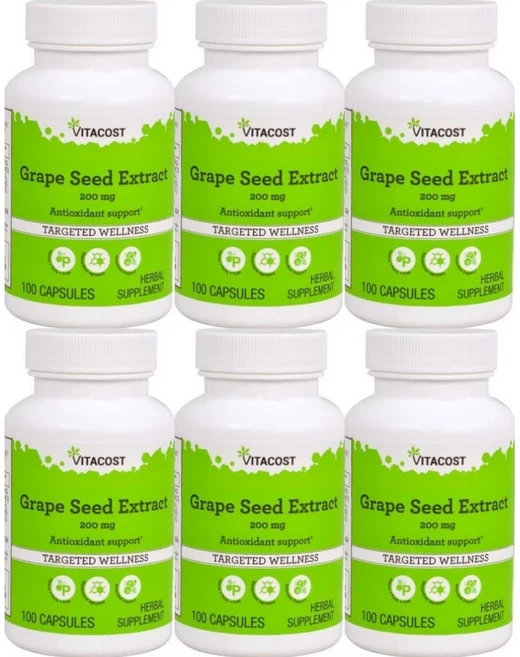 비타코스트 포도씨 추출물 200mg, 6개, 100정 - 쿠팡