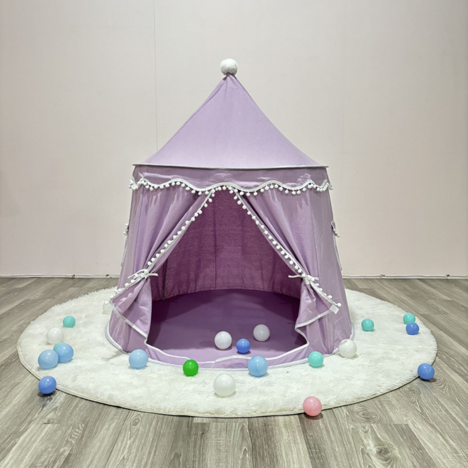 兒童帳篷 室內遊戲屋 公主城堡 寶寶閱讀角, 紫色滌棉印第安帳篷, 1個