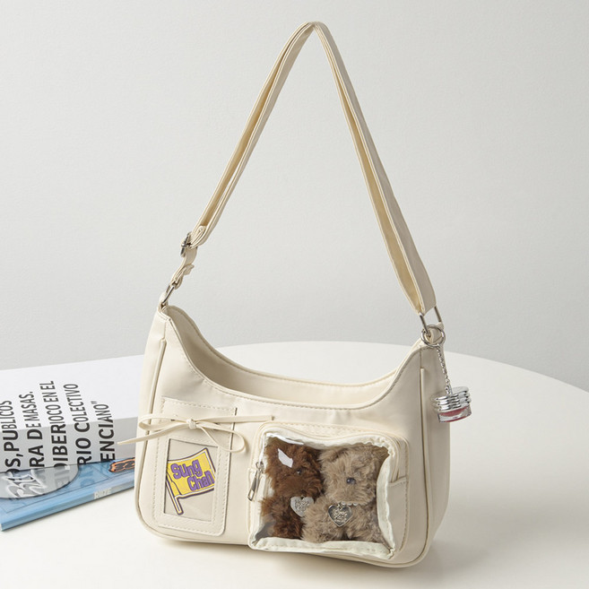 엔도르시 여성용 투명 PVC 리본 덕질 크로스 숄더백 EBA379