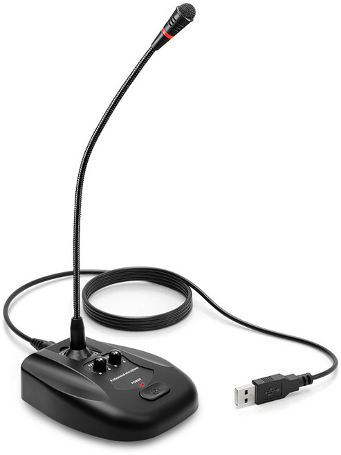 유선 USB 스탠드 게이밍 고감도 콘덴서 에코조절 구즈넥 마이크, 블랙, VM-5500