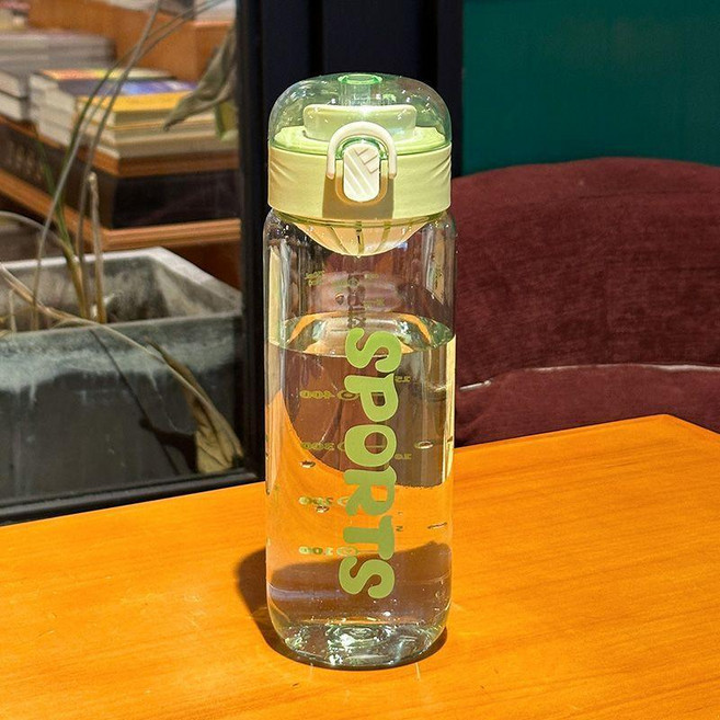運動水壺 大容量水壺 直飲水杯 學生簡約便攜戶外帶茶隔, 桃綠【750ml】,杯子, 1個