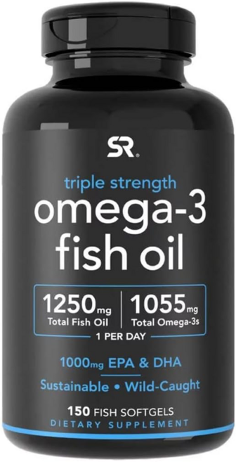 미국 트리플 스트렝스 오메가3 피시 오일 소프트젤 캡슐 150정 1055mg 비린내X 부모님 선물 직장인 건강, 1개