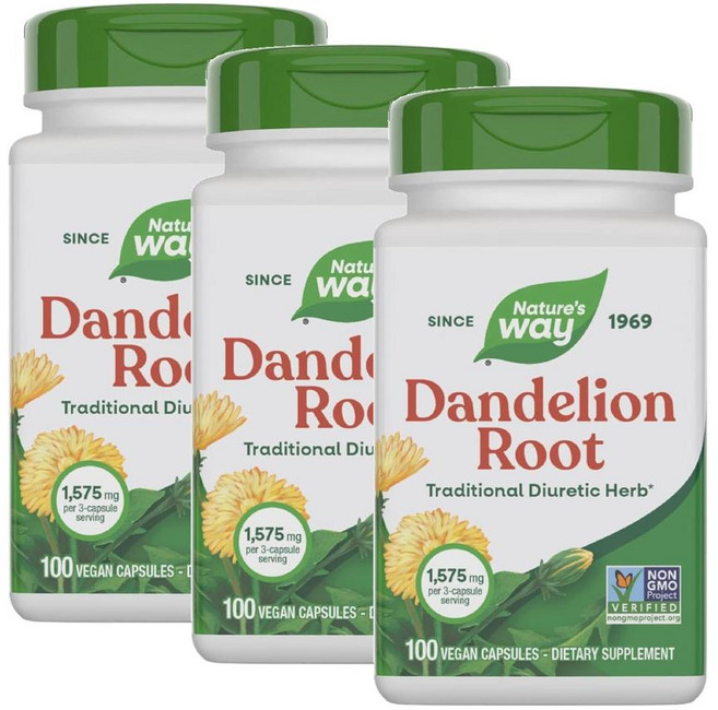 네이처스웨이 단델리온 민들레 뿌리 1575mg 허브 추출물 캡슐 Nature's Way Dandelion Root, 3개