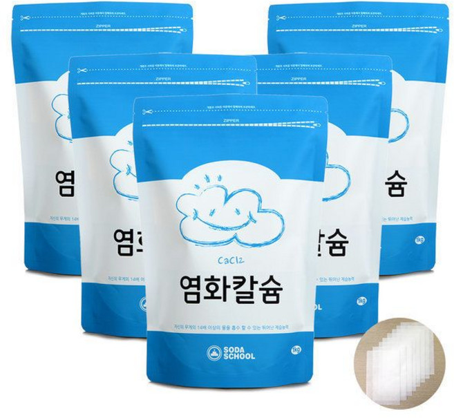 제습제 리필용 구슬타입 염화칼슘1kg 5개+방수투습지8장, 5개, 1kg