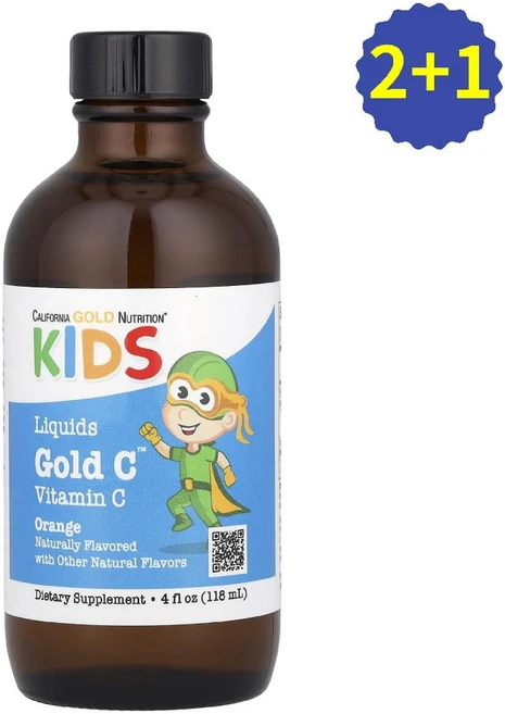 CGN 어린이 액상 비타민C 골드C 비타민씨 키즈 오렌지맛 118ml 3개 - 쿠팡