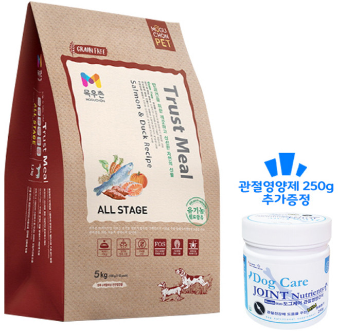목우촌 트러스트밀 올스테이지 5kg 1개 + 도그케어 관절영양제 250g 1개, 오리