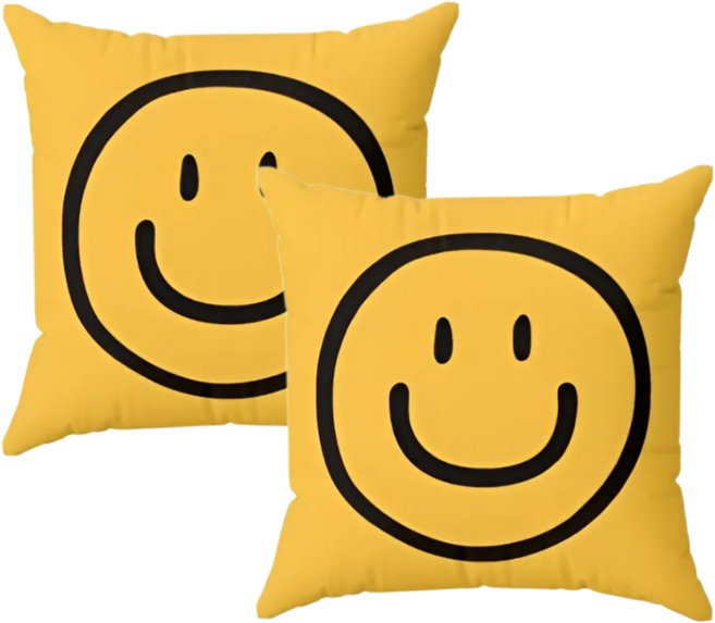 스마일 쇼파 쿠션 커버 45x45, T2762 옐로우스마일, 2개
