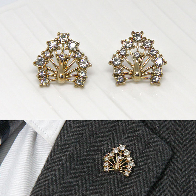 [아재리노] 공작새 배지 브로치 정장 뱃지