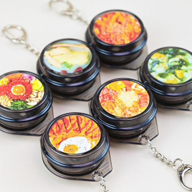 뚝배기 키캡 딸깍이 키링 떡볶이 삼계탕 부대찌개 미역국 비빔밥 돈까스 열쇠고리 피젯토이, 1개, 부대찌개 키링