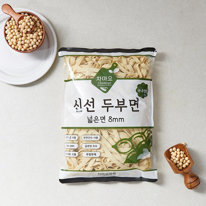 차마요 국내생산 건두부 두부면 파스타 샐러드 포두부 슬라이스 넓은면 (8mm), 500g, 2개