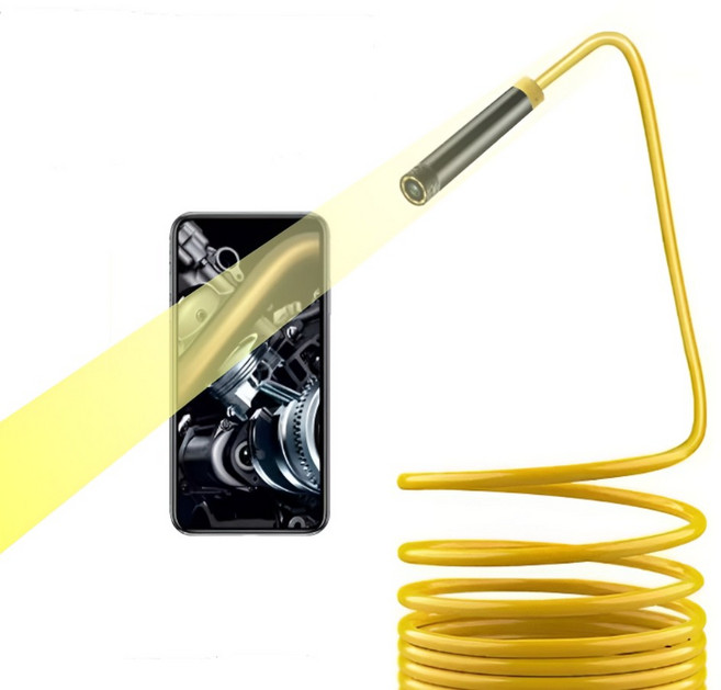 7mm 6led C타입 HD 하드웨어 스마트폰 내시경카메라 옐로우 1미터, 1개