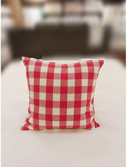 모던하우스 리사이클 코튼믹스 체크 쿠션커버 2P세트 체리