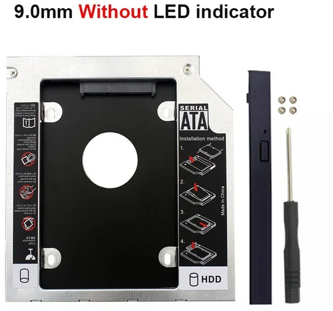 OULX 광학 베이 HDD 캐디 노트북 CD-ROM SSD 케이스 박스 SATA 3.0 2.5 인치 하드 디스크 드라이브 인클로, 05 9mm No LED
