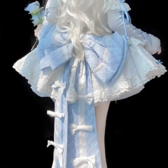 Coalfell 오리지널 디자인 첫사랑 리본 화려한 로리타 포메라니안 원피스 우아한 하이 세트