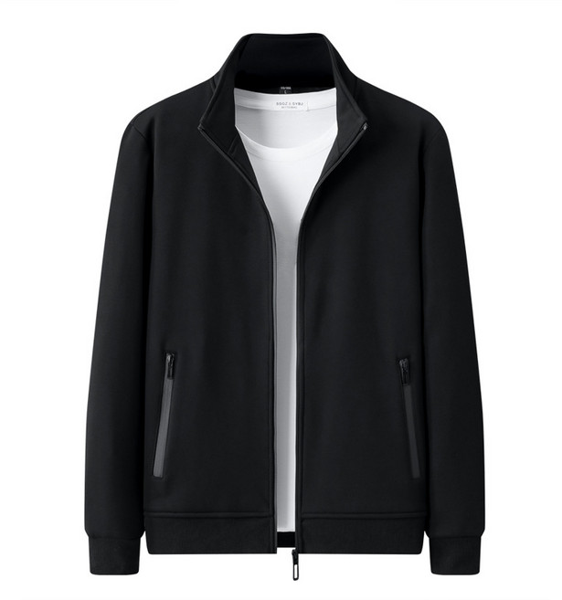 FANSYLI 봄가을 캐주얼 자켓 남성 순면 하이넥 집업 루즈핏 기모 트레이닝 상의 간절기 점퍼 W2508A14