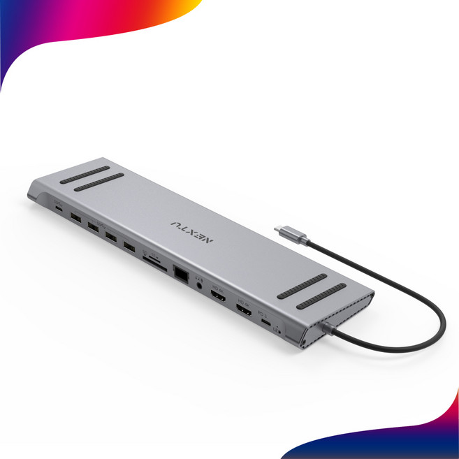 넥스트유 NEXT-1301DS-PD Type-C 13in 1 멀티포트 듀얼 HDMI 도킹스테이션 USB허브 12포트 멀티 어댑터, 1개