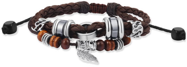 보헤미안 팔찌 리프 빈티지 에스닉 더블 스트랩