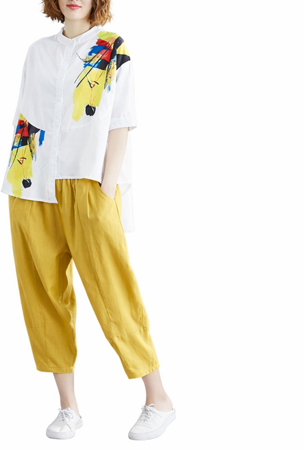 차쿠 여성 여름 밴딩 9부 바지 배기팬츠