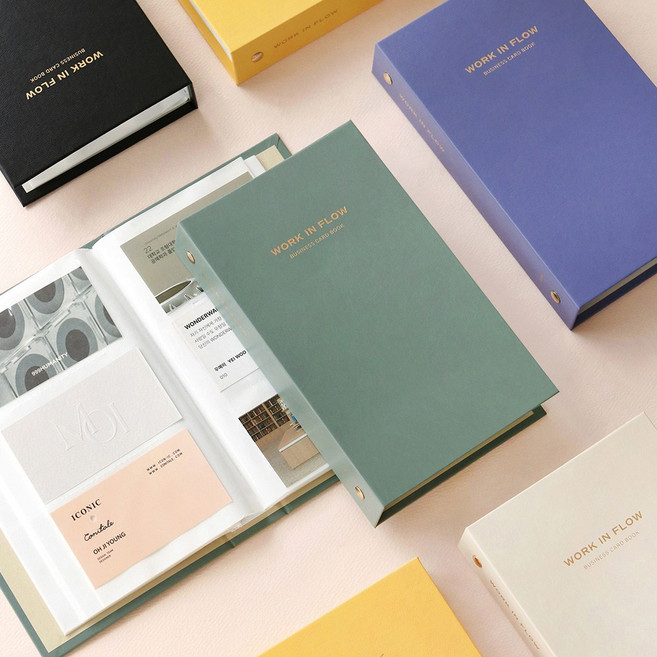 고급 앨범형 명함꽂이 명함집 명함첩, 2개, 블랙, 3단