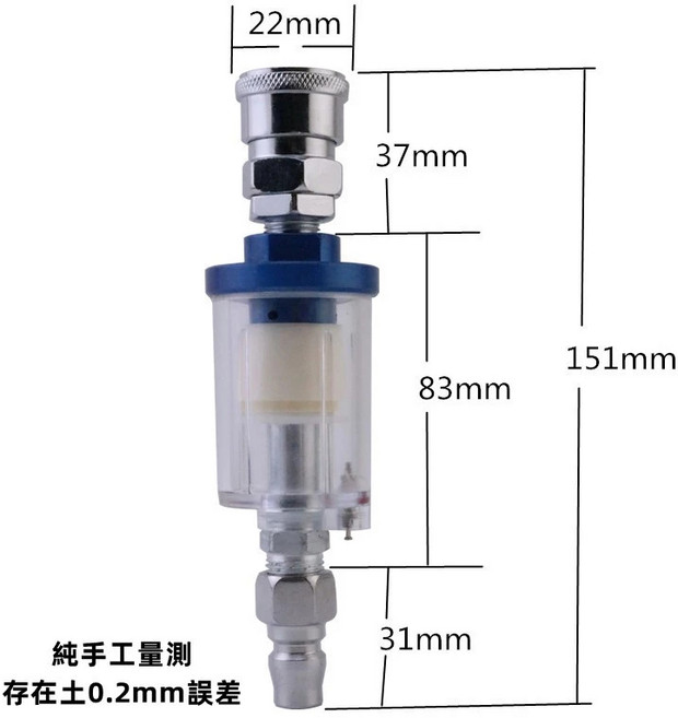 F-75 氣動式 高霧化 鋁合金 油漆噴槍, 公母接頭+過濾器（2個）