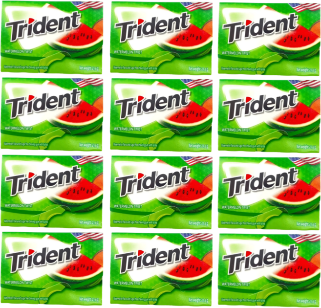 트라이던트 워터멜론 트위스트 자일리톨 껌 14개입 12팩 14 Count Pack of 12 - Water, 12개