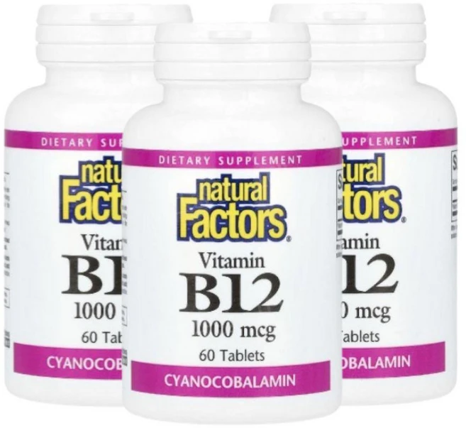 내추럴팩터스 비타민B12 1000mcg Natural Factors Vitamin B12, 60정, 3개 - 쿠팡