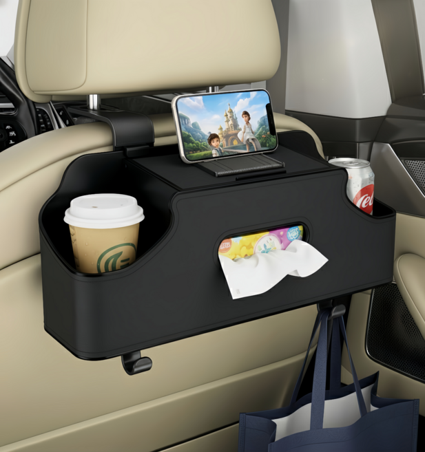 리쿨샵 차량용 뒷좌석 수납함, 블랙, 1개