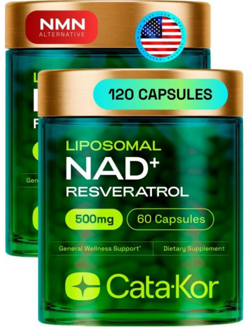 Cata-Kor Liposomal NAD Supplement with Resveratrol – NMN Supplement Alternative – 60-Day Supply –, 2, 60