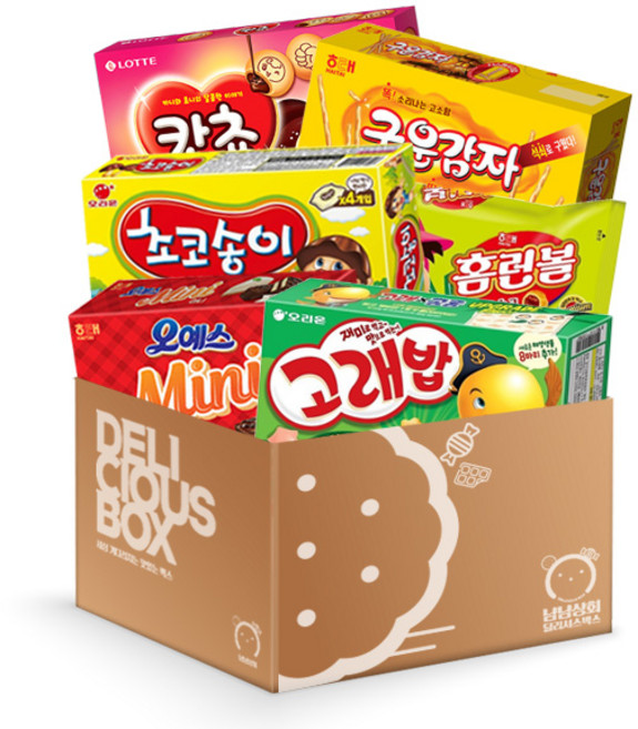 오예스미니 초코송이 홈런볼 고래밥 구운감자 칸쵸 아이간식 과자세트, 1세트+냠냠상회전용포장박스, 1개