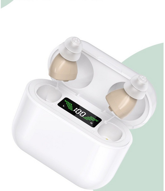 FDA승인 스위스 정밀기술 스마트 귓속형 소음제거 청력보조 음성증폭기 히어링 보조기, 1개, 스킨컬러(화이트케이스)