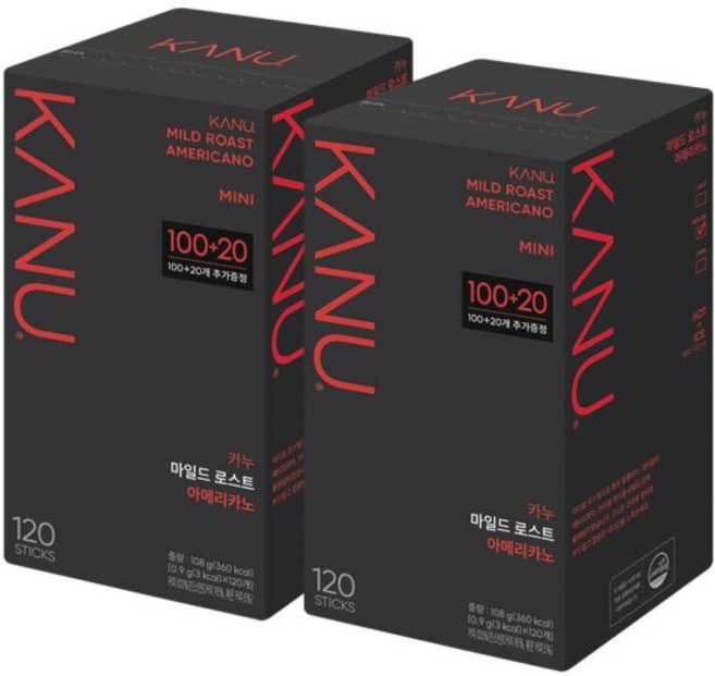 맥심 카누 마일드로스트 미니 120T+ 120T 총240T, 2박스, 120개입, 900mg