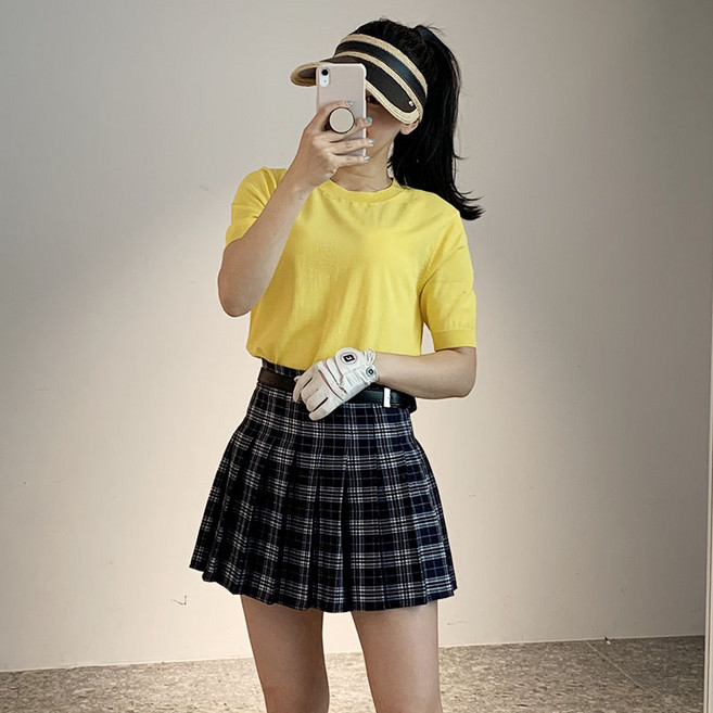 투솜 커플골프웨어 여성골프니트 쿨감 텐셀 워싱 반팔니트 여성 여름 골프 티셔츠 쿨 냉감 아이스 이너 코디 여자 웨어