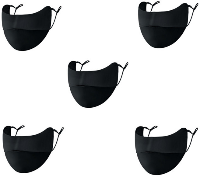 니치유 5개 골프 UV 차단 스포츠 마스크 햇빛가리개, 블랙, 5p