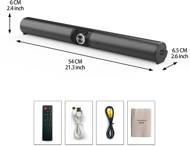고품질 BS55 100W 극장 홈 시어터 시스템 Bletooth 스피커 서브 우퍼 무선 Tv 컴퓨터 사운드 바 (원격 제어, 01 BS-55