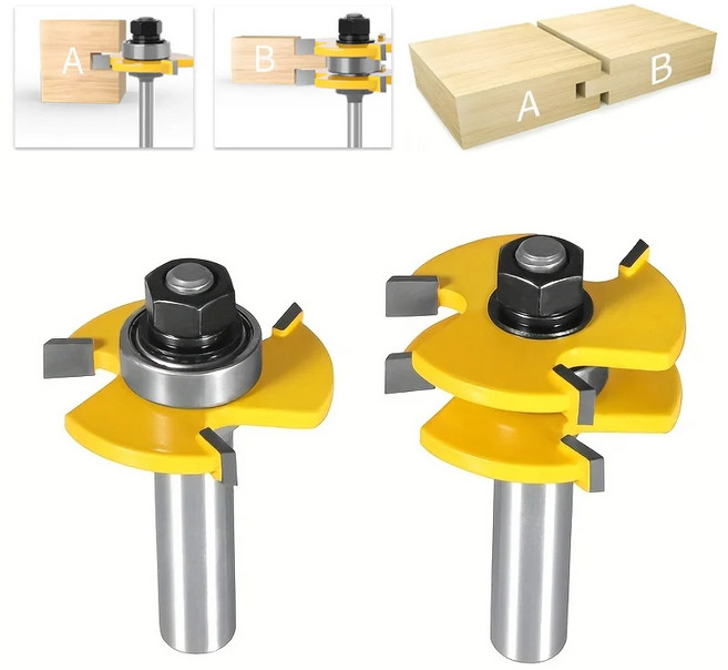 아이베란다 홈파기 장부맞춤 트리머날 조인트 날 6mm 샹크 2개 1세트, 1. 6(샹크)x47.6(날둘레)mm