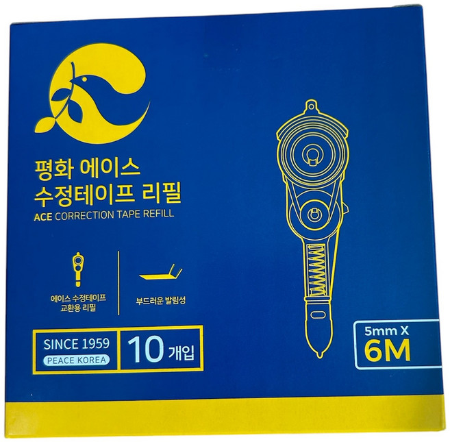 평화 ACE 노크식 수정테이프, 10개, 리필