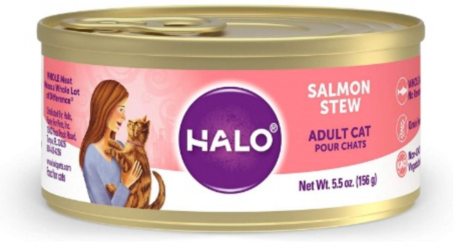 헤일로 고양이 습식 캔 살몬 사료 Adult Wet Cat Food Salmon Stew 5.5oz 156g 12팩, 1개